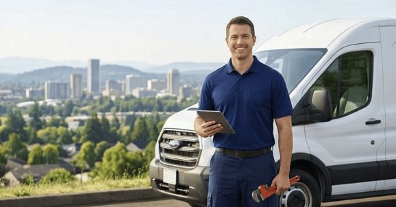 Emergency plumber in Beaverton OR with service van ready for 24/7 response